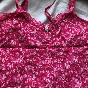 Hanky lanky pink and red lace tank top